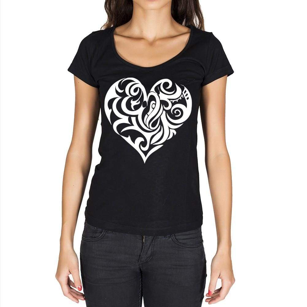 Tribal Hearts Tattoo Black Gift Tshirt Black Womens T-Shirt 00165