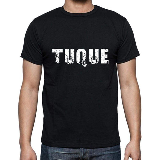 Tuque Mens Short Sleeve Round Neck T-Shirt 5 Letters Black Word 00006 - Casual