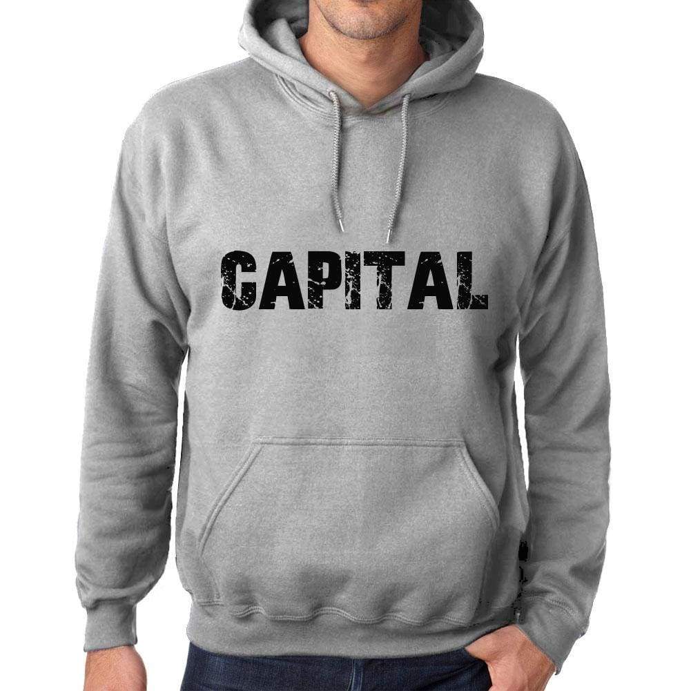 Unisex Printed Graphic Cotton Hoodie Popular Words Capital Grey Marl - Grey Marl / Xs / Cotton - Hoodies