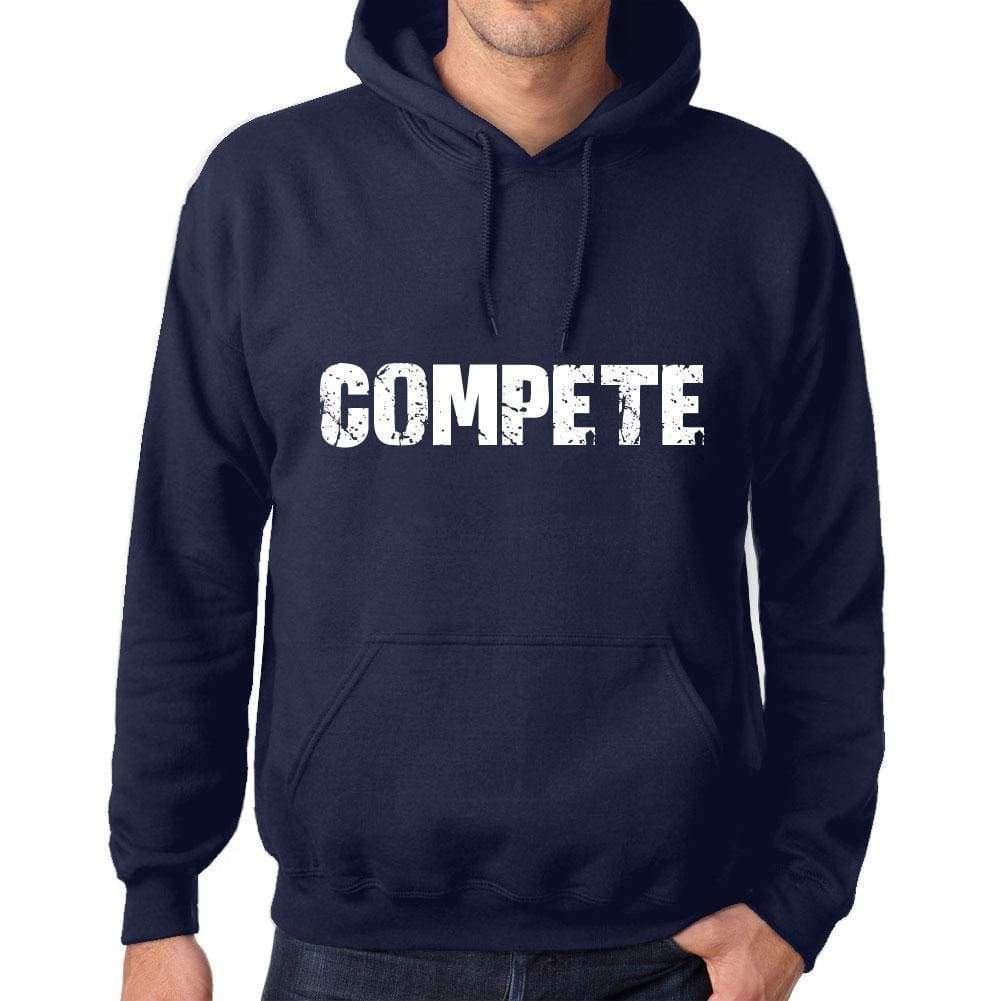 Unisex Printed Graphic Cotton Hoodie Popular Words Compete French Navy - French Navy / Xs / Cotton - Hoodies