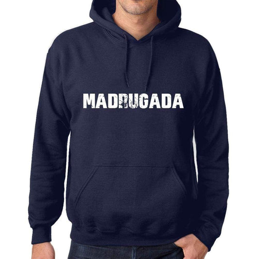 Unisex Printed Graphic Cotton Hoodie Popular Words Madrugada French Navy - French Navy / Xs / Cotton - Hoodies