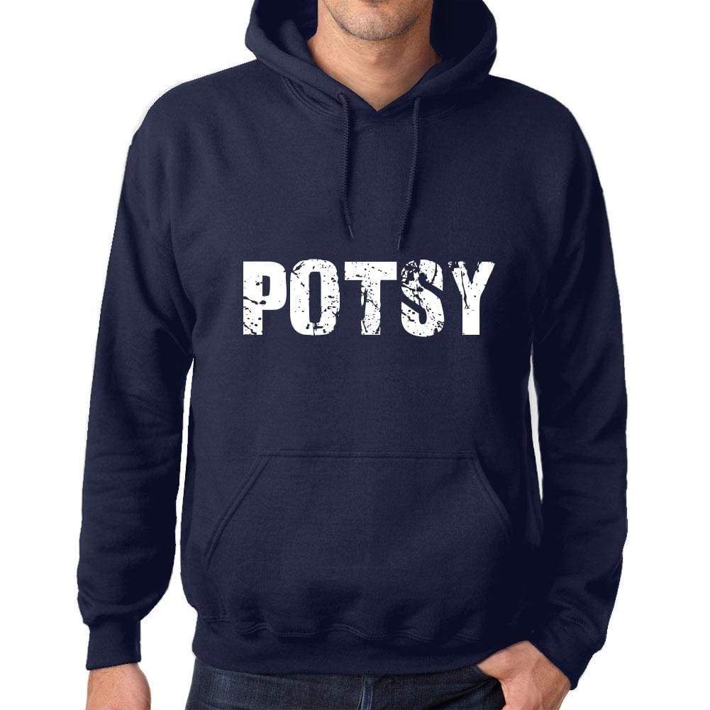 Unisex Printed Graphic Cotton Hoodie Popular Words Potsy French Navy - French Navy / Xs / Cotton - Hoodies