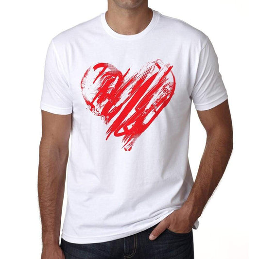 Valentines Day Heart Mens Tee White 100% Cotton 00156