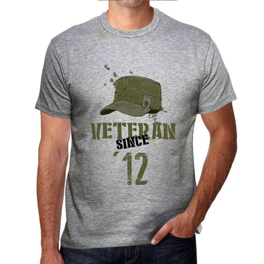 Veteran Since 12 Mens T-Shirt Grey Birthday Gift 00435 - Grey / S - Casual