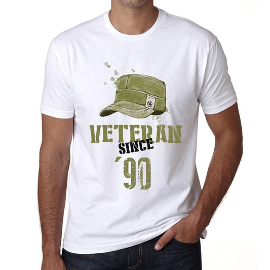 Veteran Since 90 Mens T-Shirt White Birthday Gift 00436 - White / Xs - Casual