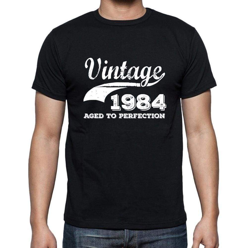 Vintage 1984 Aged To Perfection Black Mens Short Sleeve Round Neck T-Shirt 00100 - Black / S - Casual