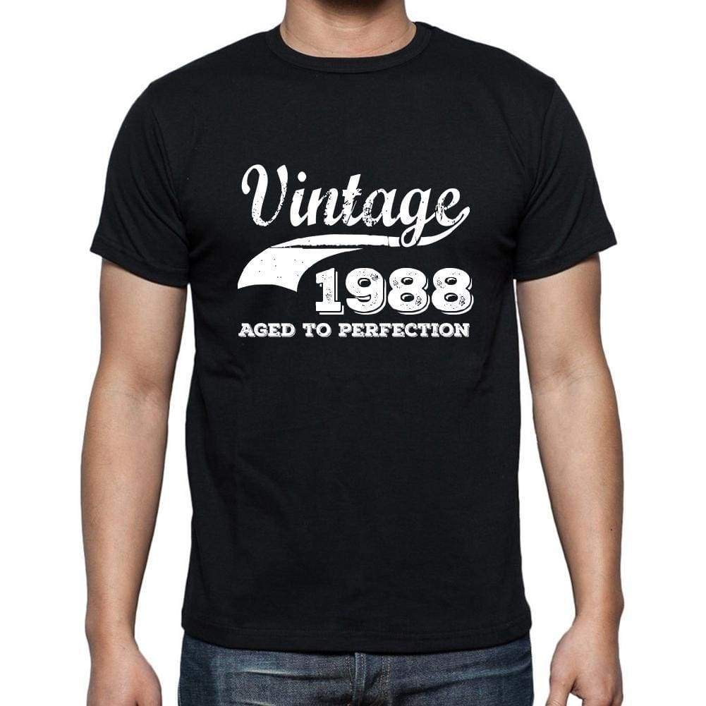Vintage 1988 Aged To Perfection Black Mens Short Sleeve Round Neck T-Shirt 00100 - Black / S - Casual