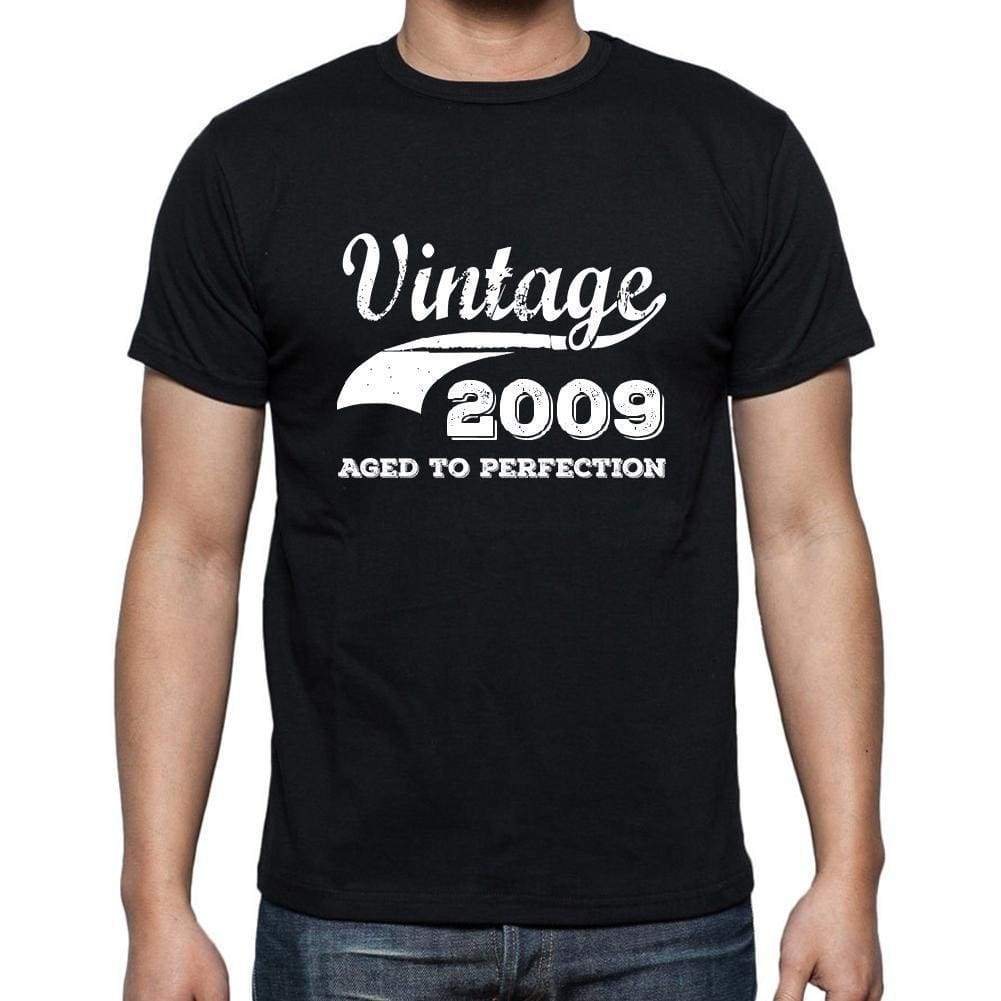 Vintage 2009 Aged To Perfection Black Mens Short Sleeve Round Neck T-Shirt 00100 - Black / S - Casual