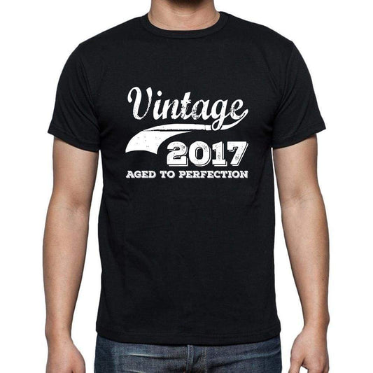 Vintage 2017 Aged To Perfection Black Mens Short Sleeve Round Neck T-Shirt 00100 - Black / S - Casual