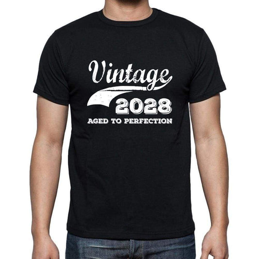 Vintage 2028 Aged To Perfection Black Mens Short Sleeve Round Neck T-Shirt 00100 - Black / S - Casual