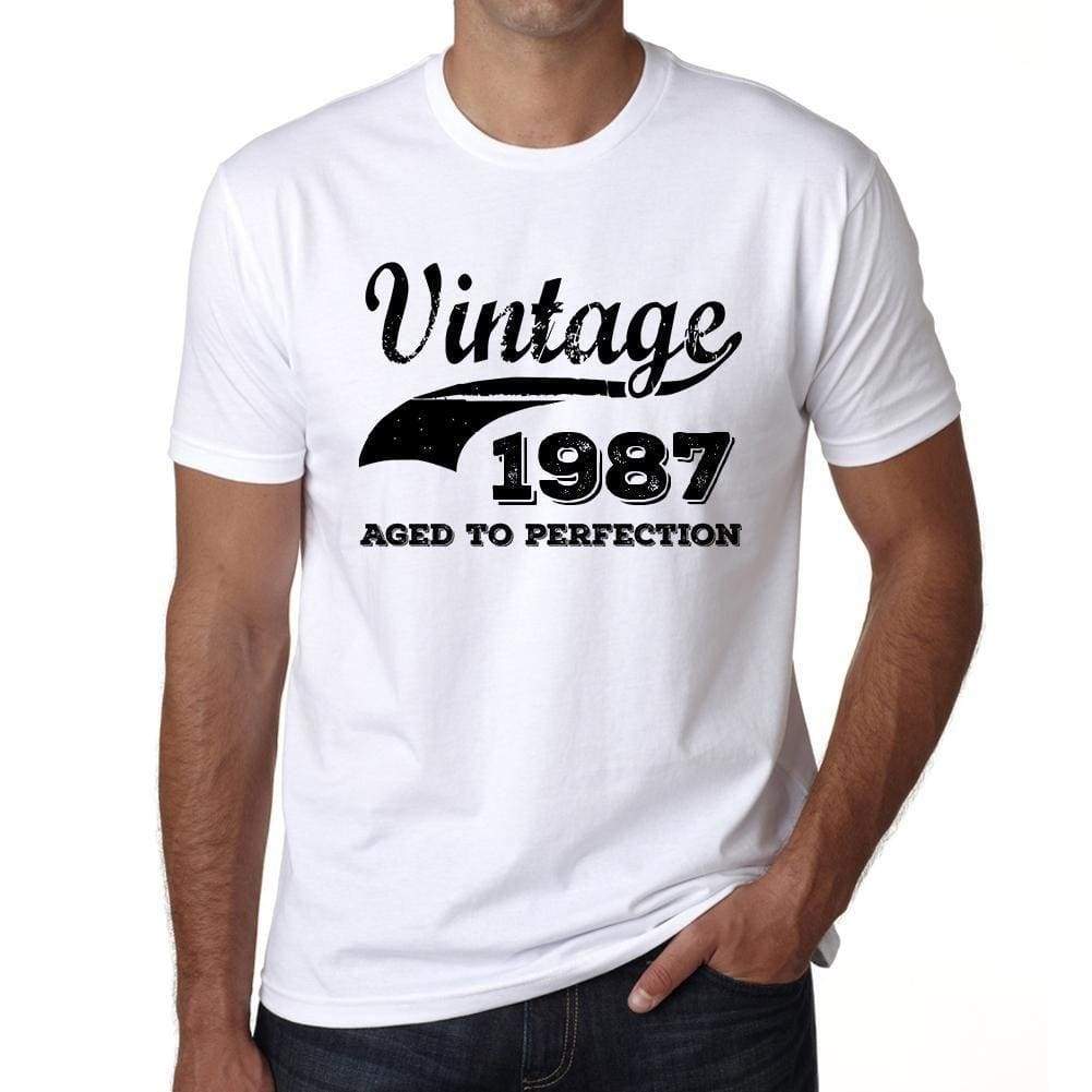 Vintage Aged To Perfection 1987 Mens Retro T Shirt White Birthday Gift 00342 - White / Xs - Casual