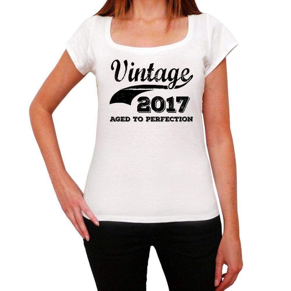 Vintage Aged To Perfection 2017 White Womens Short Sleeve Round Neck T-Shirt Gift T-Shirt 00344 - White / Xs - Casual