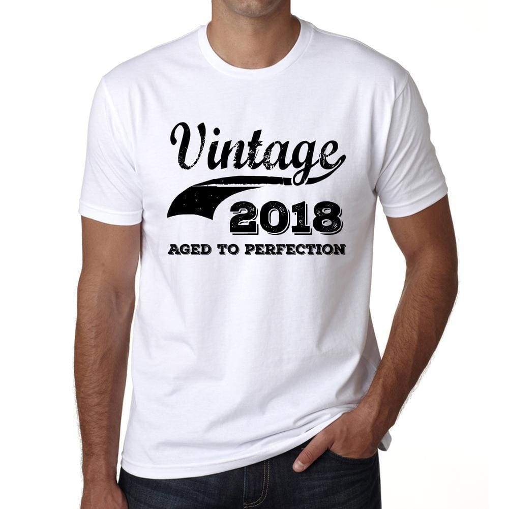 Vintage Aged To Perfection 2018 White Mens Short Sleeve Round Neck T-Shirt Gift T-Shirt 00342 - White / S - Casual