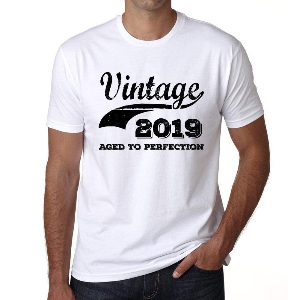 Vintage Aged To Perfection 2019 White Mens Short Sleeve Round Neck T-Shirt Gift T-Shirt 00342 - White / S - Casual
