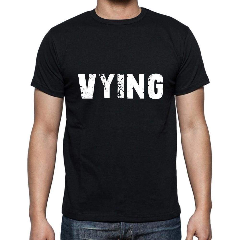 vying Men's Short Sleeve Round Neck T-shirt , 5 letters Black , word 00006 - Ultrabasic