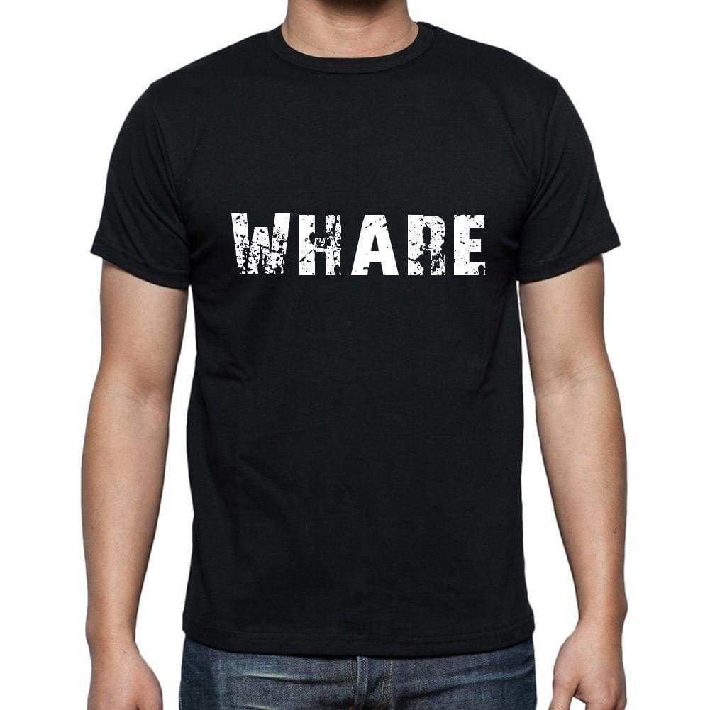 Whare Mens Short Sleeve Round Neck T-Shirt 5 Letters Black Word 00006 - Casual