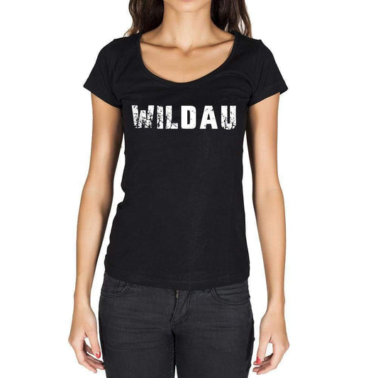 Wildau German Cities Black Womens Short Sleeve Round Neck T-Shirt 00002 - Casual