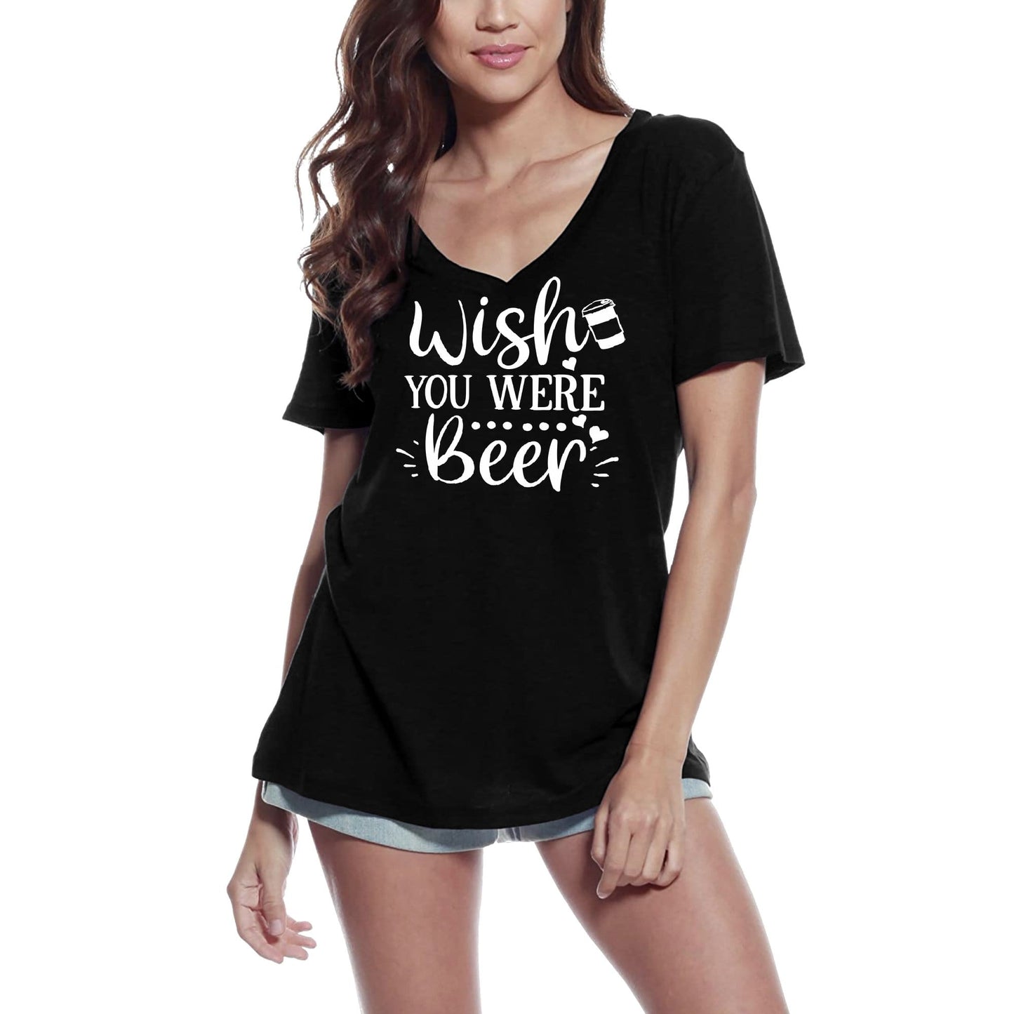 ULTRABASIC Women's T-Shirt Wish You Were Beer - Funny Short Sleeve Tee Shirt