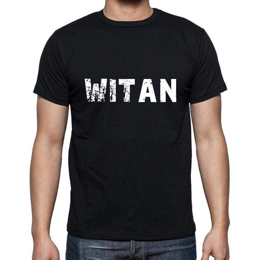 Witan Mens Short Sleeve Round Neck T-Shirt 5 Letters Black Word 00006 - Casual
