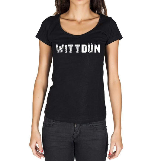 Wittdün German Cities Black Womens Short Sleeve Round Neck T-Shirt 00002 - Casual