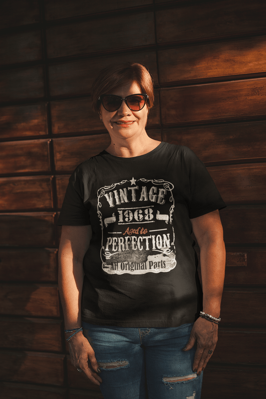 1968 Vintage Aged to Perfection Women's T-shirt Black Birthday Gift 00492