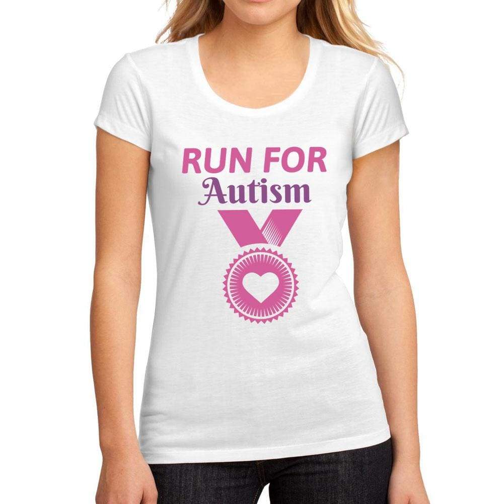 Womens Graphic T-Shirt Run for Autism White - White / S / Cotton - T-Shirt
