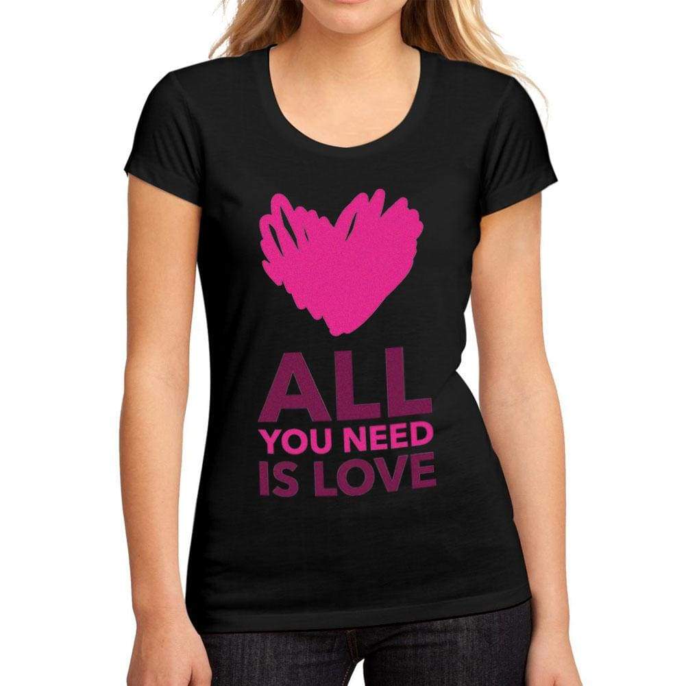 Womens Graphic T-Shirt Valentine Love Deep Black - Deep Black / S / Cotton - T-Shirt