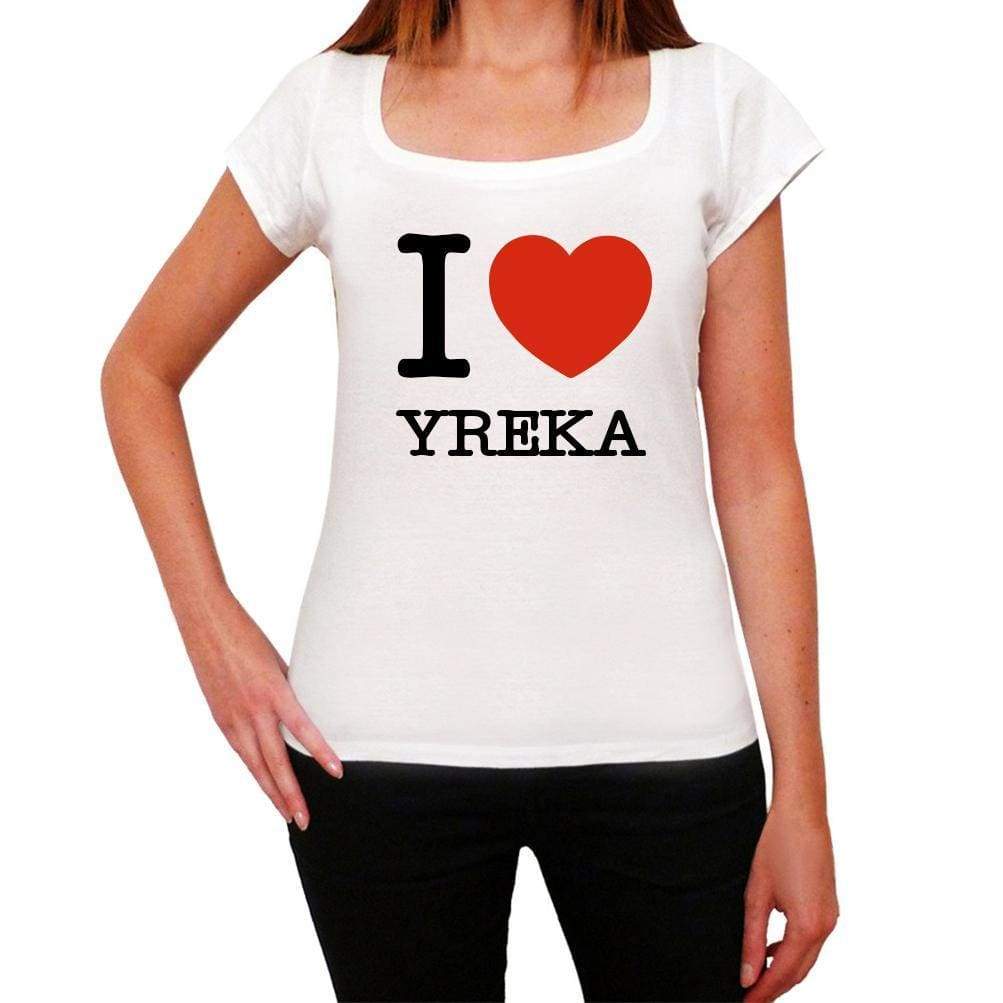 Yreka I Love Citys White Womens Short Sleeve Round Neck T-Shirt 00012 - White / Xs - Casual