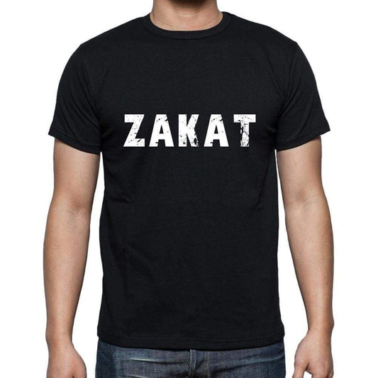 Zakat Mens Short Sleeve Round Neck T-Shirt 5 Letters Black Word 00006 - Casual