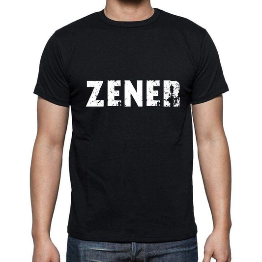 Zener Mens Short Sleeve Round Neck T-Shirt 5 Letters Black Word 00006 - Casual